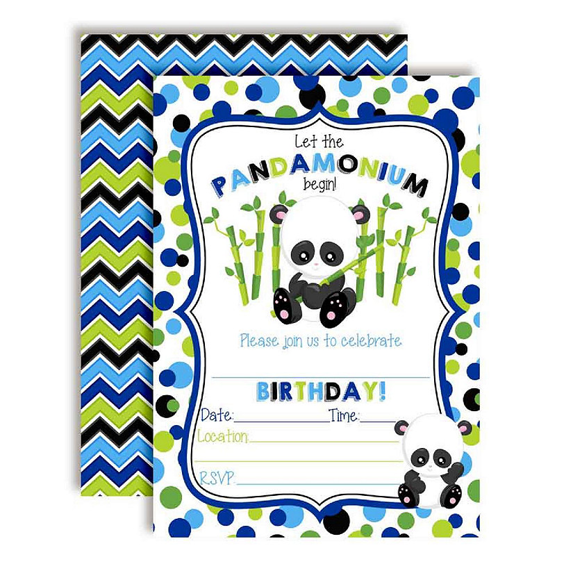 AmandaCreation Panda Boy Birthday Invites 40pc. Image