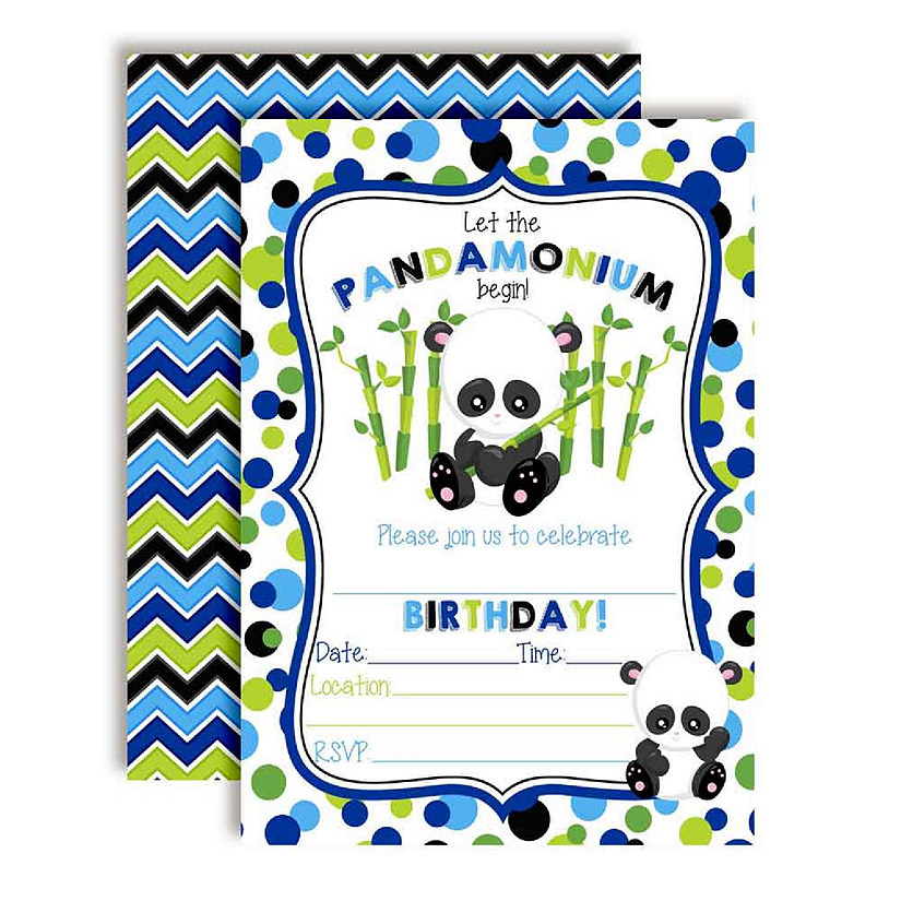 AmandaCreation Panda Boy Birthday Invites 40pc. Image