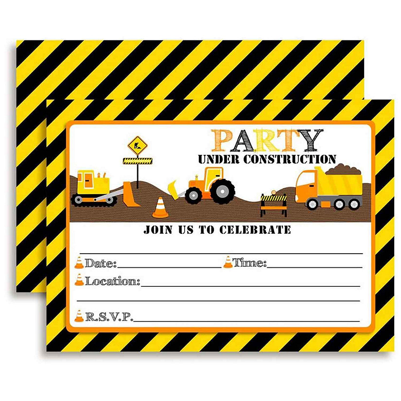 AmandaCreation Party Under Construction Invites 40pc. Image