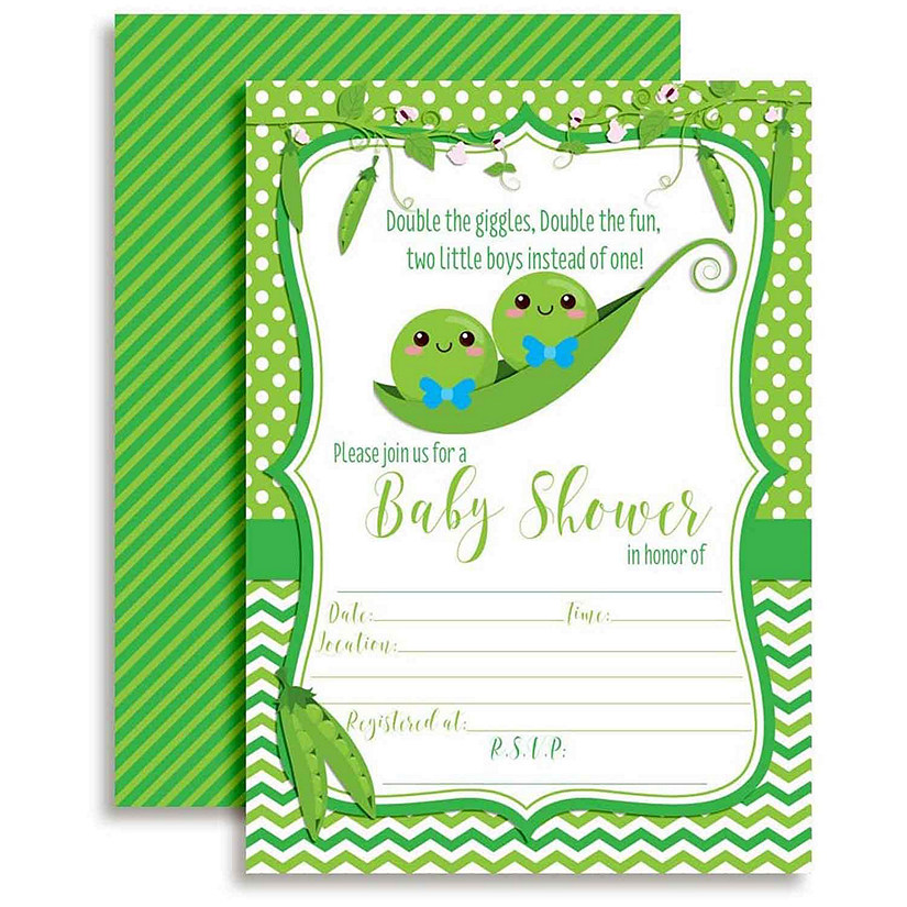 AmandaCreation Pea Pod Twin Boys Invites 40pc. Image