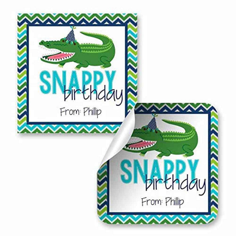 AmandaCreation Personalized Alligator Gift Tag Stickers 24pc. Image