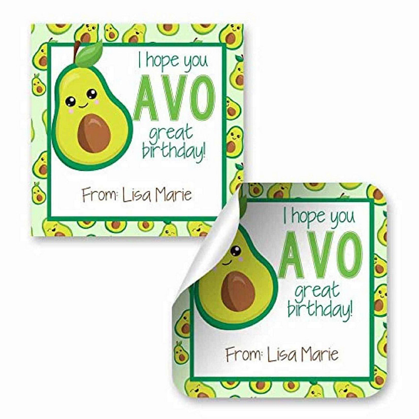 AmandaCreation Personalized Avocado Gift Tag Stickers 24pc. Image