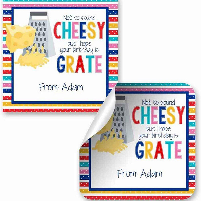 AmandaCreation Personalized Cheesy Gift Tag Stickers 24pc. Image