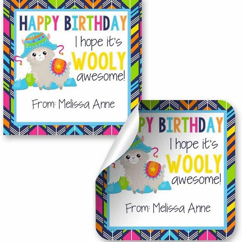 AmandaCreation Personalized Wooly Awesome Gift Tag Stickers 24pc. Image