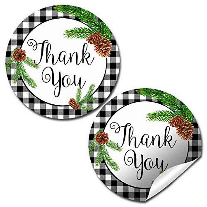 AmandaCreation Pinecone Greenery Thank You Stickers 40pc. Image