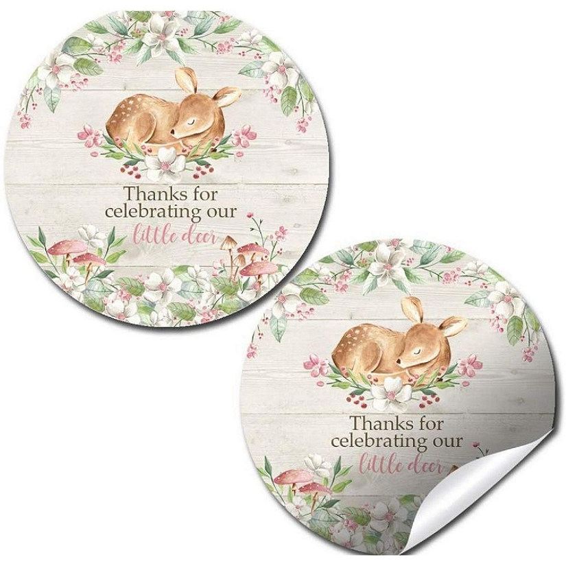 AmandaCreation Pink Deer Floral Envelope Seals 40pc. Image