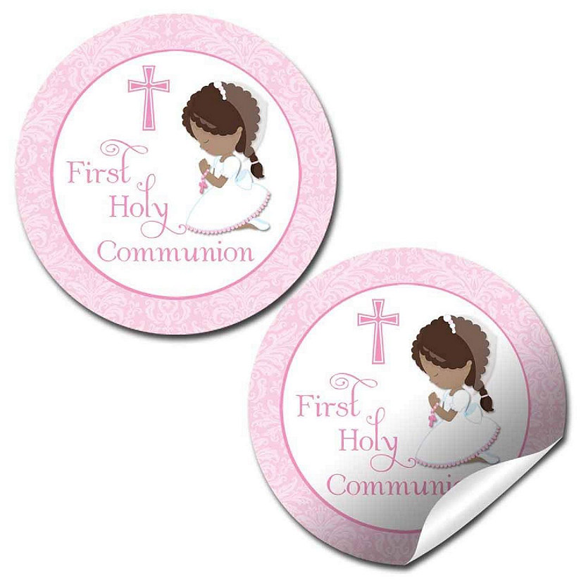 AmandaCreation Pink First Holy Communion Envelope Seals 40pc Image