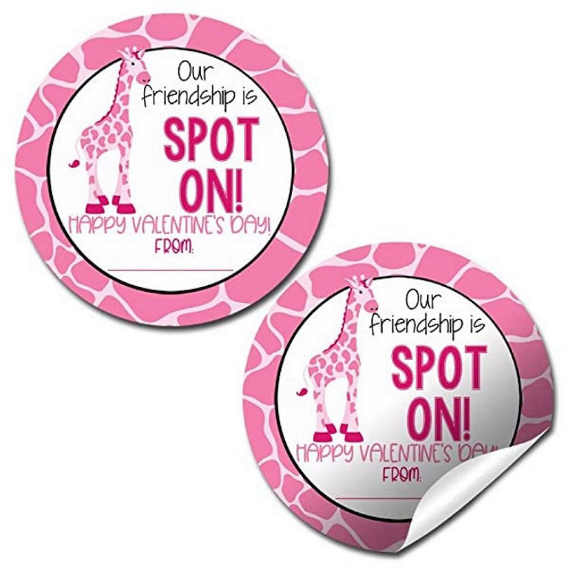 AmandaCreation Pink Giraffe Valentine Envelope Seals 40pc. Image