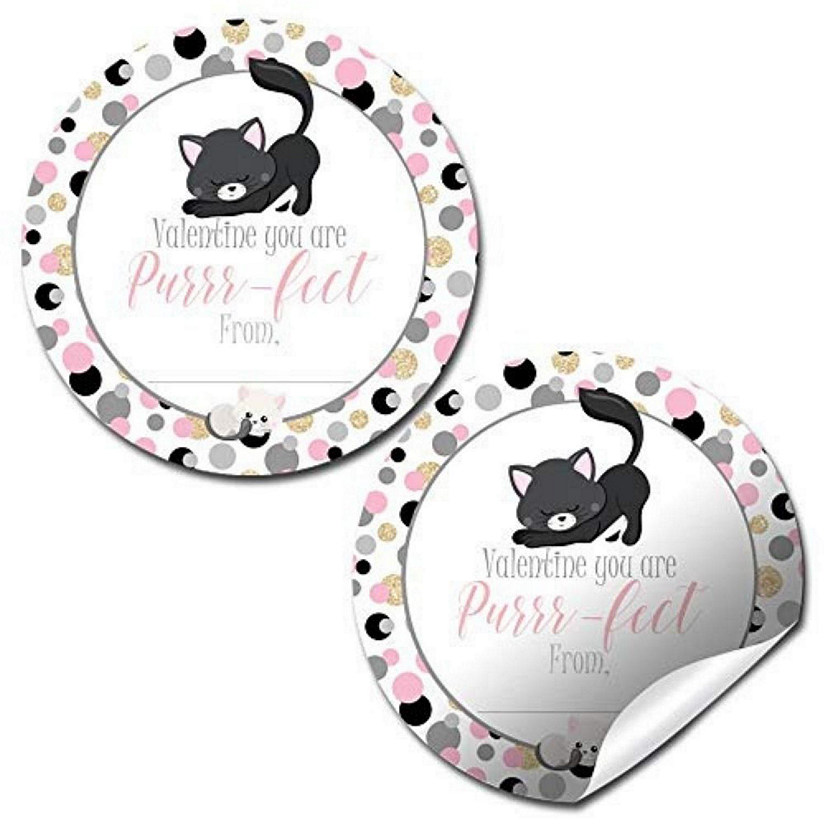 AmandaCreation Pink Kitty Valentine Envelope Seals 40pc. Image