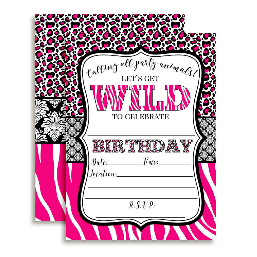 AmandaCreation Pink Leopard Birthday Invites 40pc. Image