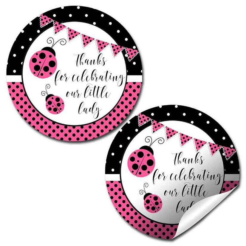 AmandaCreation Pink Lucky Ladybug Envelope Seals 40pc. Image