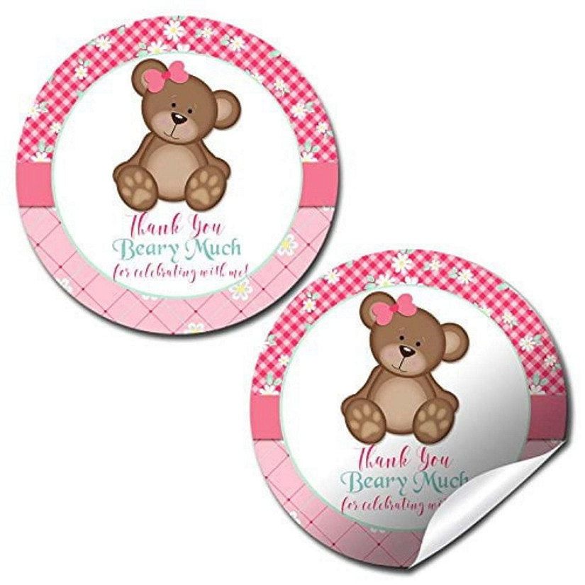 AmandaCreation Pink Teddy Bear Envelope Seals 40pc. Image