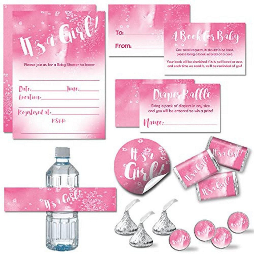 AmandaCreation Pink Watercolor Party Bundle 381pc. Image