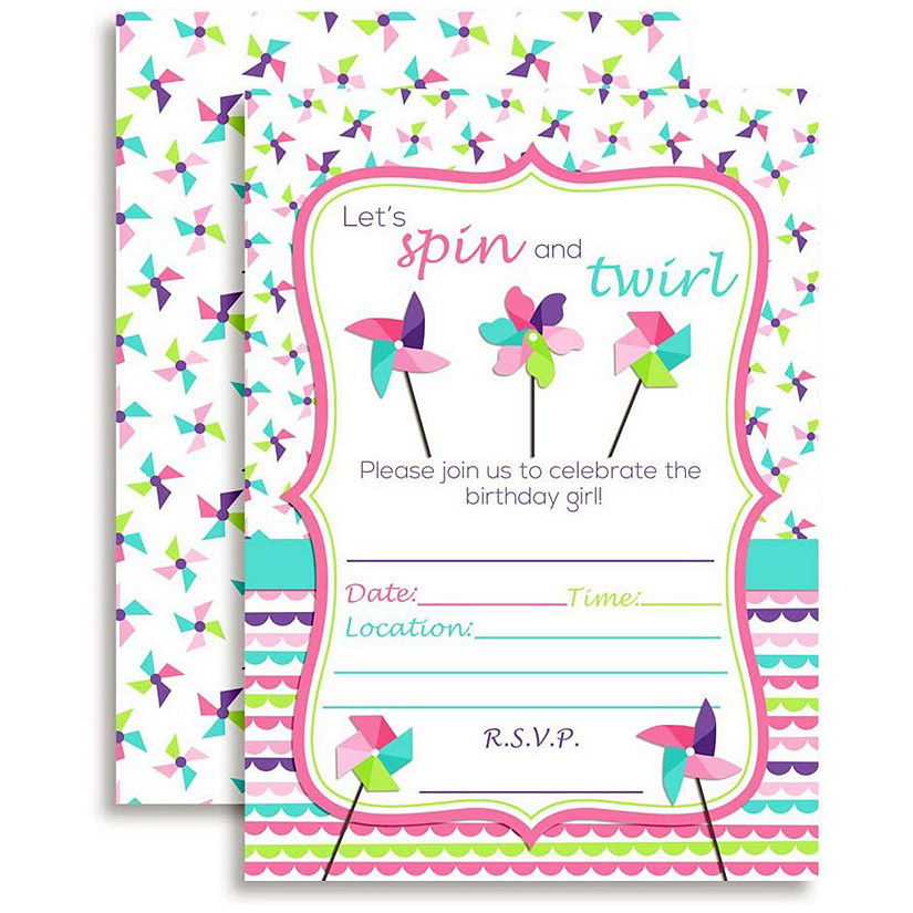 AmandaCreation Pinwheel Birthday Invites 40pc. Image