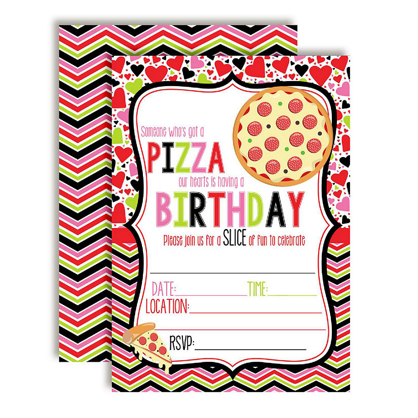 AmandaCreation Pizza Birthday Invites 40pc. Image