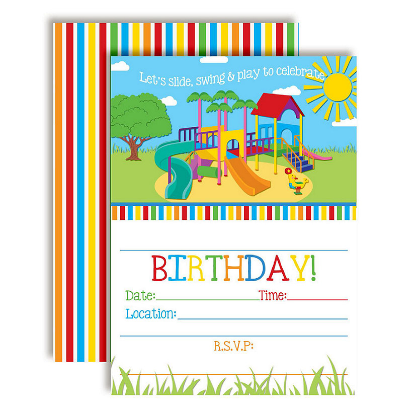 AmandaCreation Playground Birthday Invites 40pc. Image