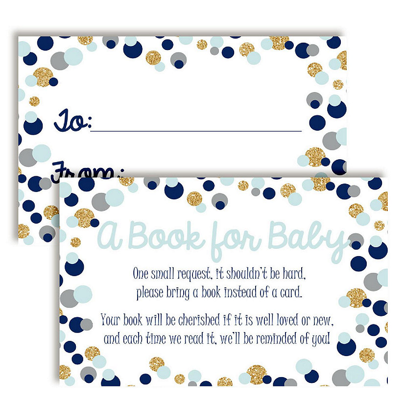 AmandaCreation Polka Dot Blue and Gold Book Card 20pc. Image