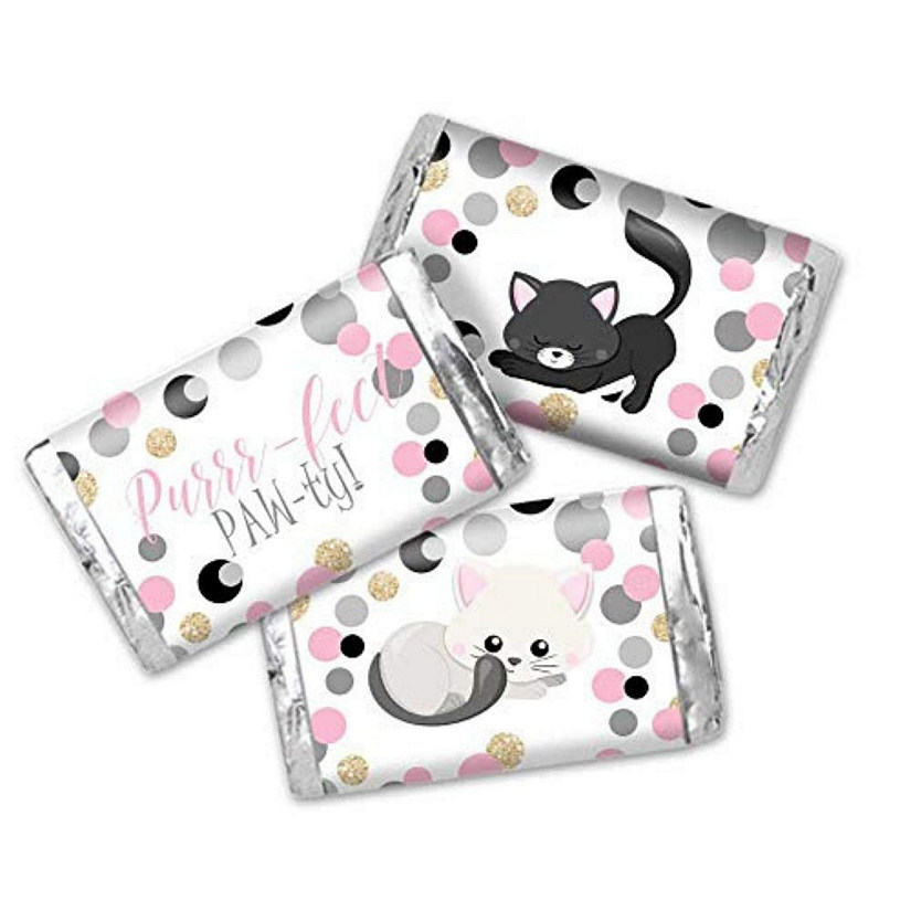 AmandaCreation Polka Dot Kitty Mini Candybar Wrappers 45pcs. Image