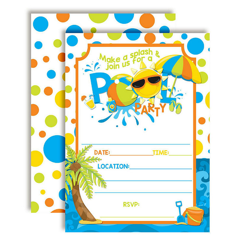 AmandaCreation Pool Party Boy Invites 40pc. Image