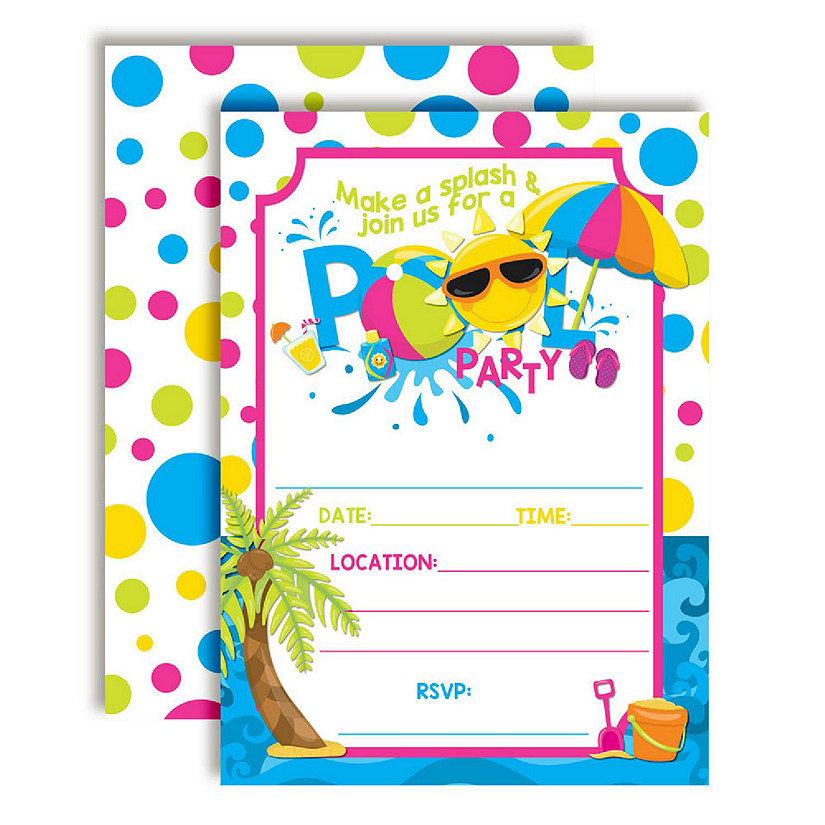 AmandaCreation Pool Party Girl Invites 40pc. Image