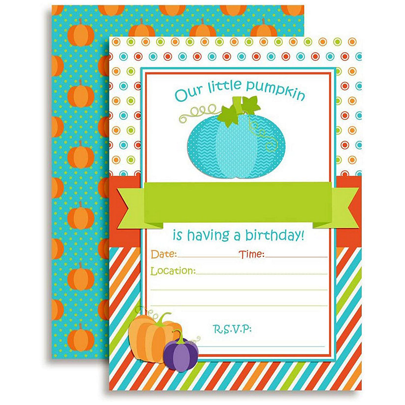 AmandaCreation Pumpkin Birthday Boy Invites 40pc. Image