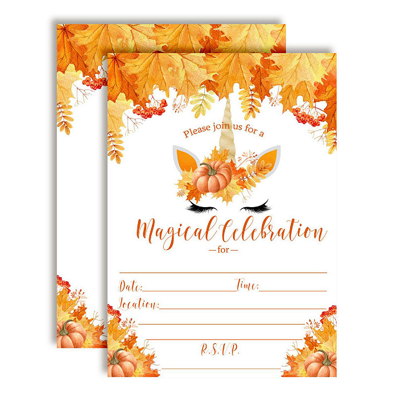AmandaCreation Pumpkin Unicorn Face Invites 40pc. Image