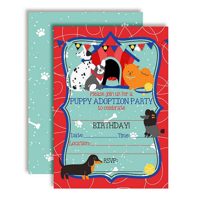AmandaCreation Puppy Adoption Birthday Invites 40pc. Image