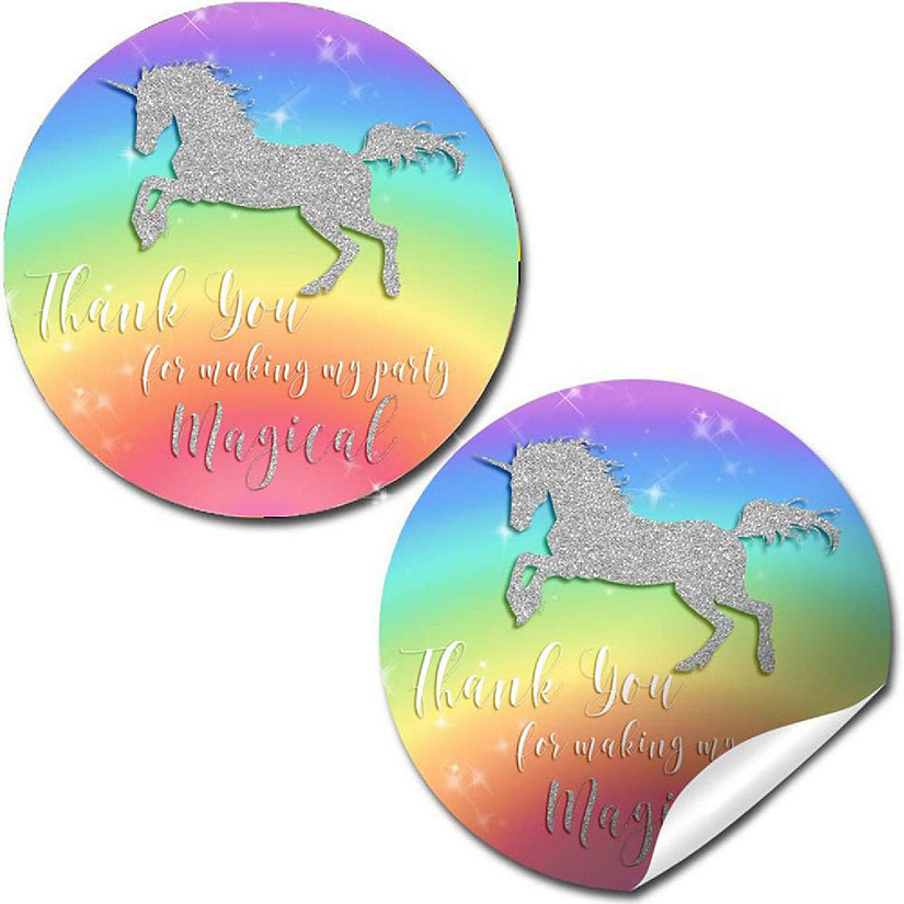 AmandaCreation Rainbow Unicorn Thank You Envelope Seal 40pcs. Image