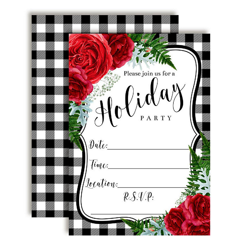 AmandaCreation Red Plaid Holiday Invites 40pc. Image