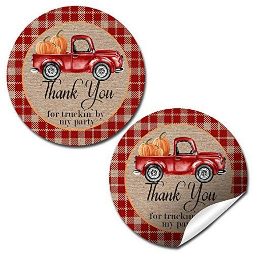 AmandaCreation Red Truck Pumpkins Envelope Seals 40pc Image