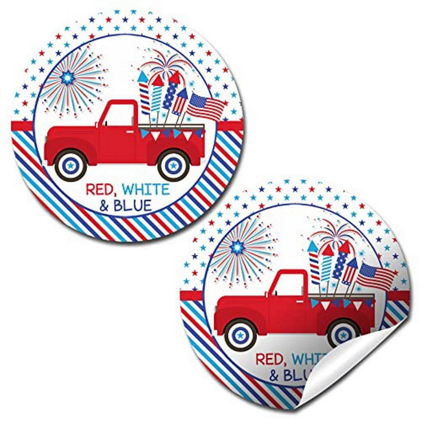 AmandaCreation Red, White &amp; Blue BBQ Envelope Seals 40pc. Image