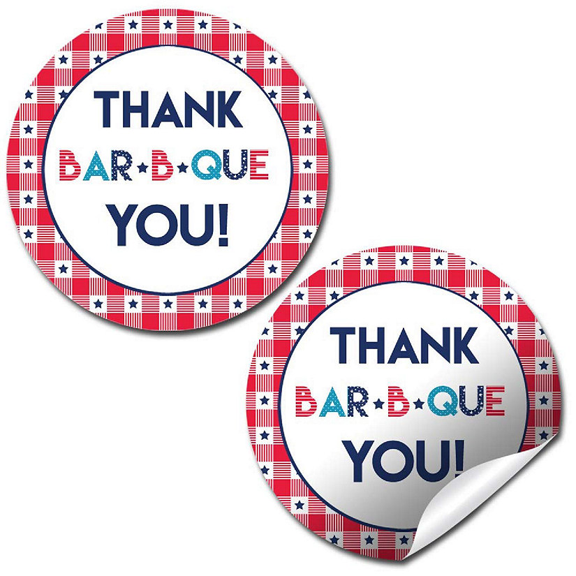 AmandaCreation Red White and Blue BBQ Envelope Seals 40pc Image