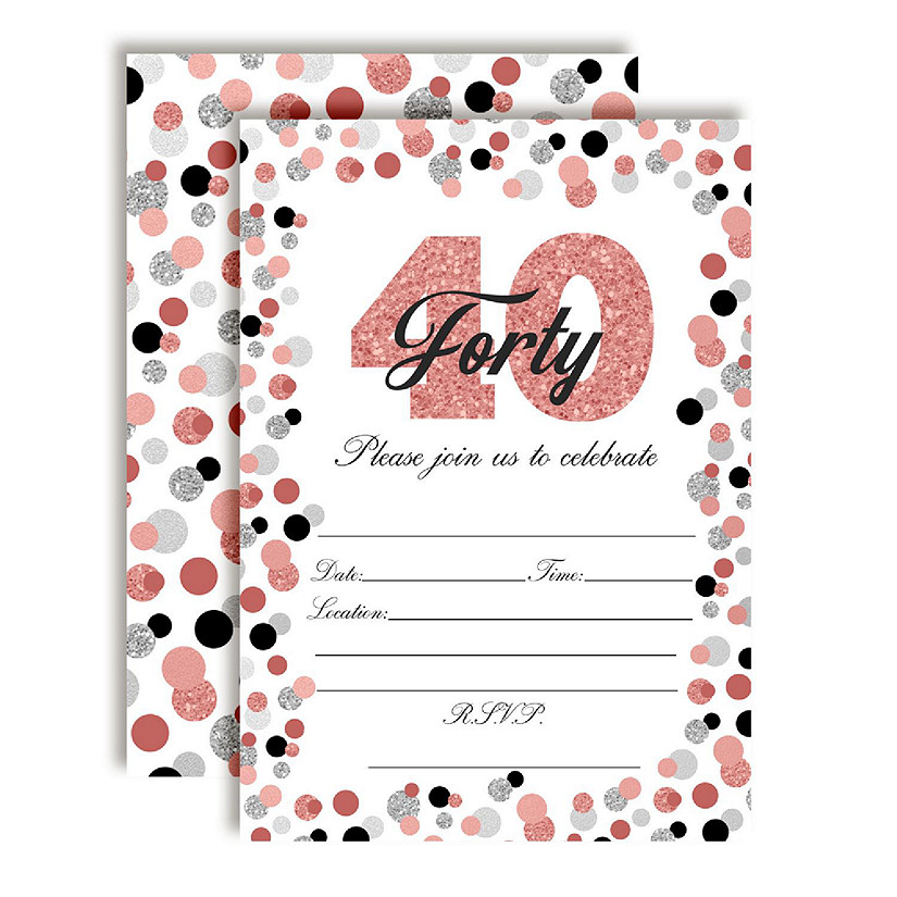 AmandaCreation Rose Gold 40 Polka Dot Invites 40pc. Image