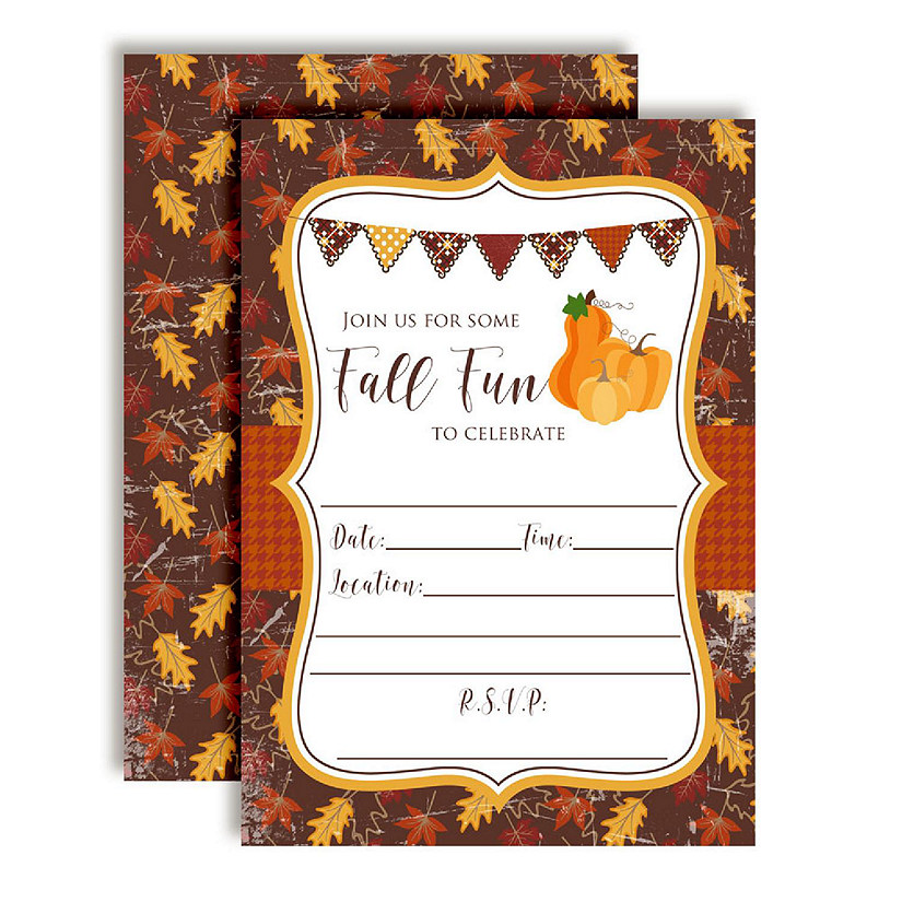 AmandaCreation Rustic Fall Fun Burgundy Invites 40pc. Image