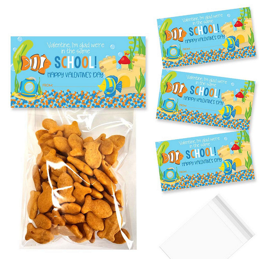 AmandaCreation School of Fish Valentine Bag Toppers 40pc. BAG FILLER NOT INCLUDED Image