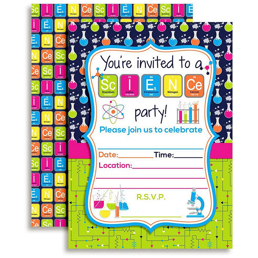 AmandaCreation Science Party Invites 40pc. Image