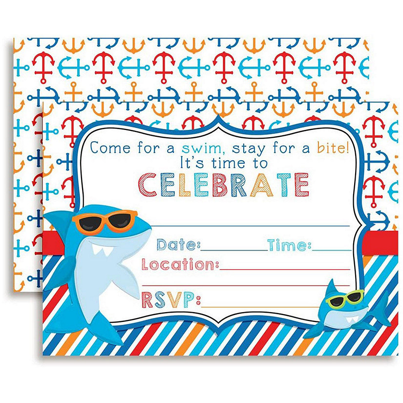 AmandaCreation Shark in Sunglasses Invites 40pc. Image