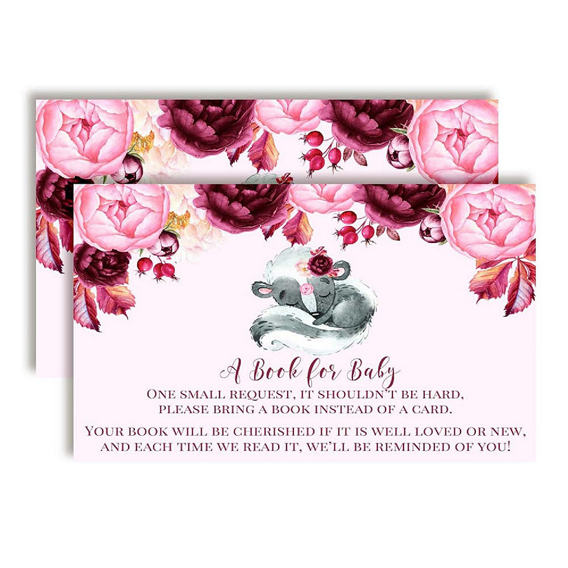 AmandaCreation Skunk Girl Book Card Baby Shower 20pc. Image