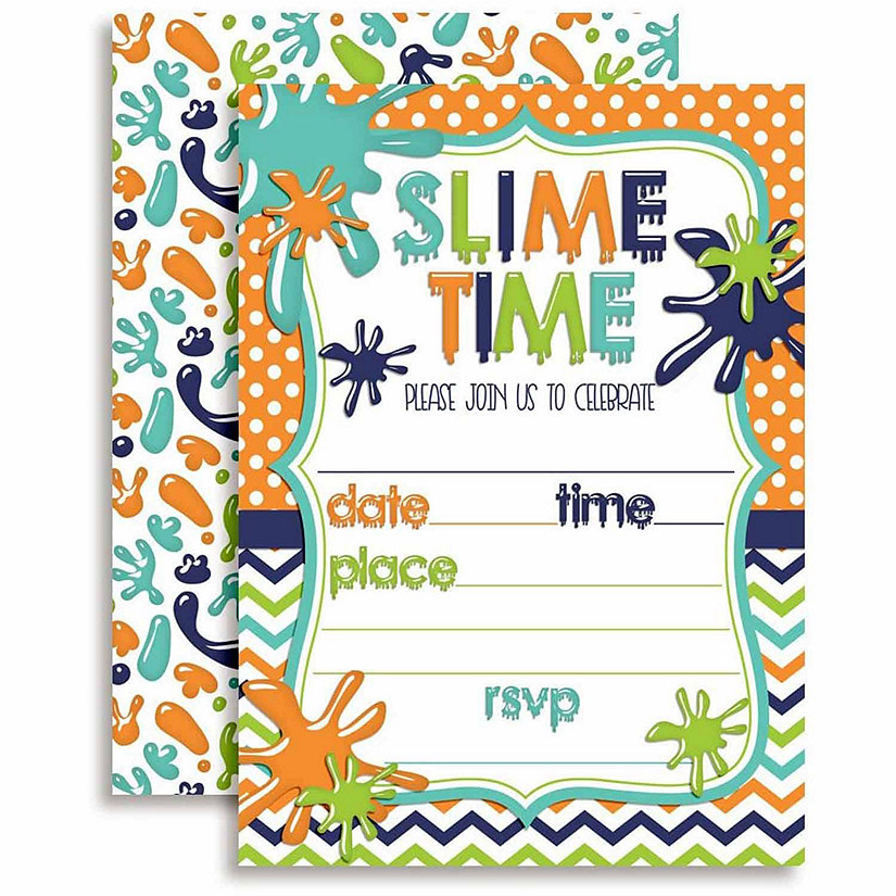 AmandaCreation Slime Time Boy Invites 40pc. Image