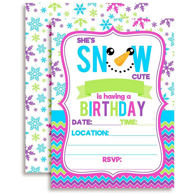 AmandaCreation Snow Cute Girl Invites 40pc. Image