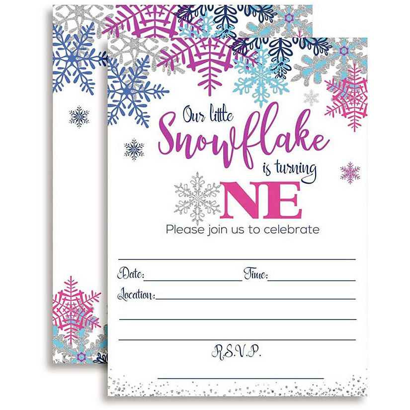 AmandaCreation Snowflake First Blue and Purple Invites 40pc. Image
