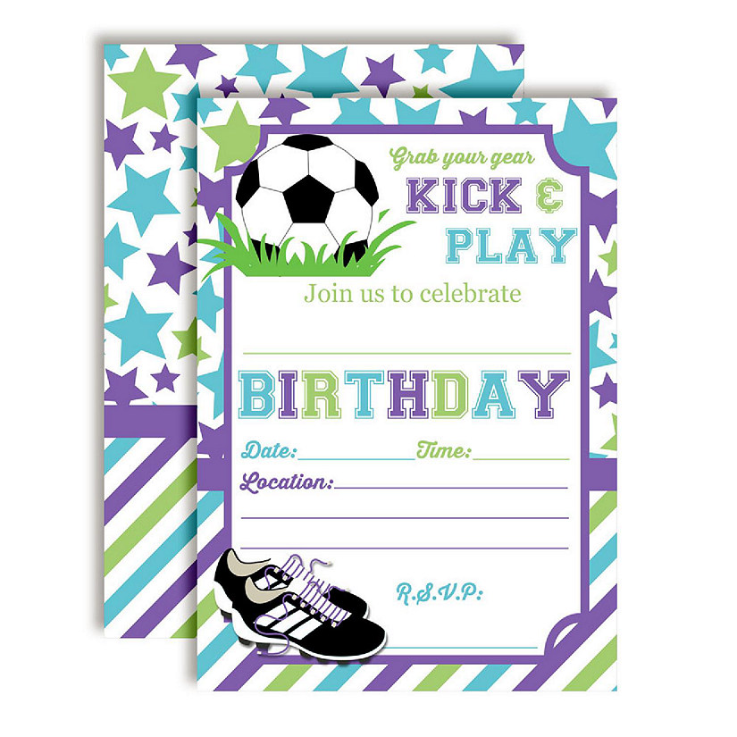 AmandaCreation Soccer Girl Birthday Invites 40pc. Image