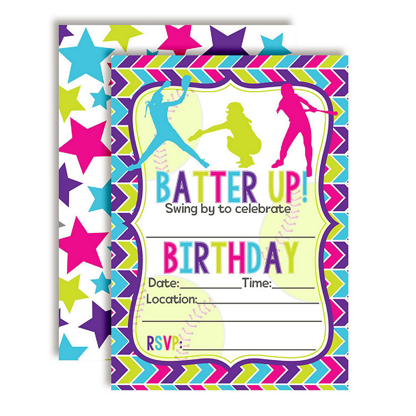 AmandaCreation Softball Birthday Invites 40pc. Image