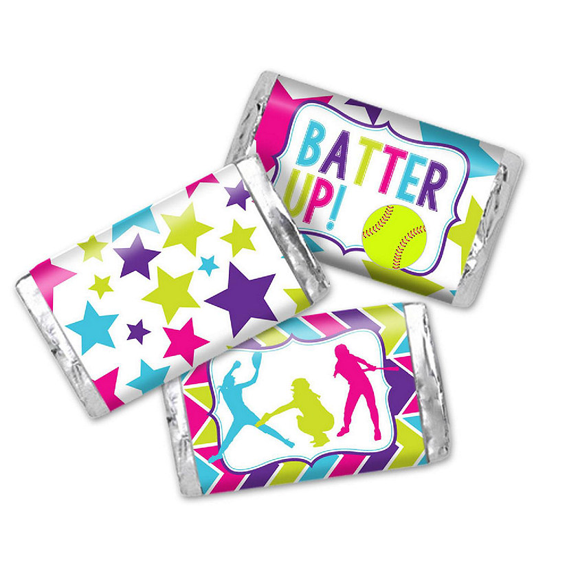 AmandaCreation Softball Birthday Mini Candybar Wrappers 45pcs. Image