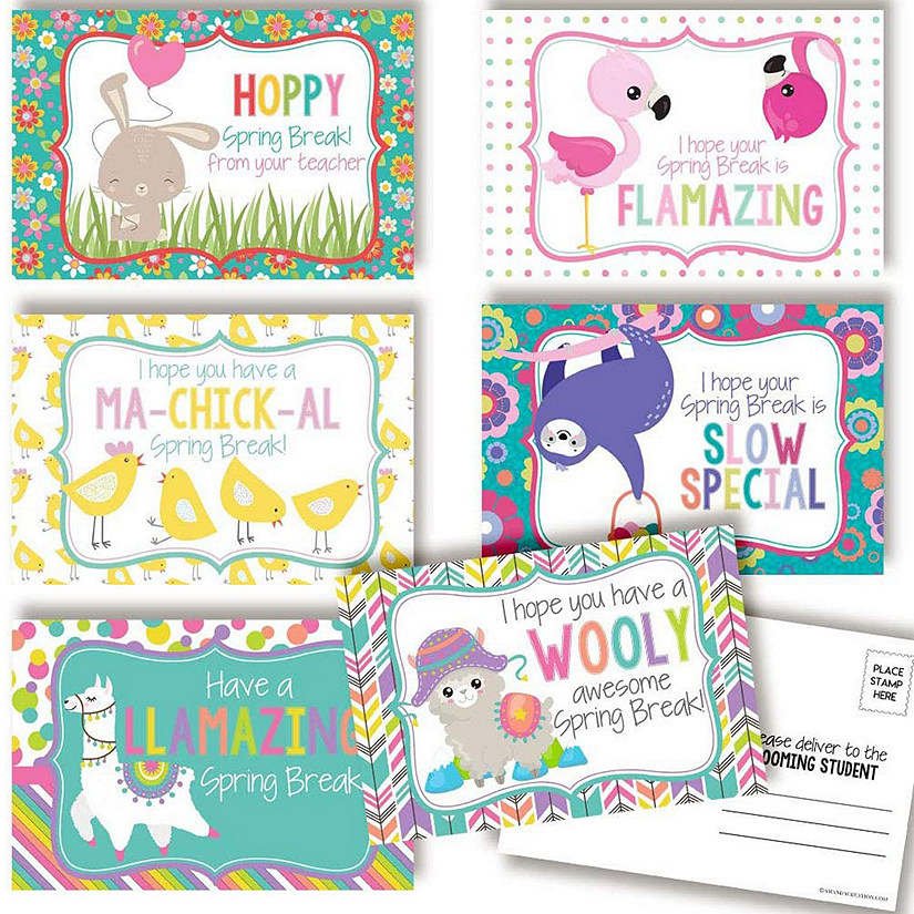 AmandaCreation Spring Break Teacher Postcards 30pc. Image