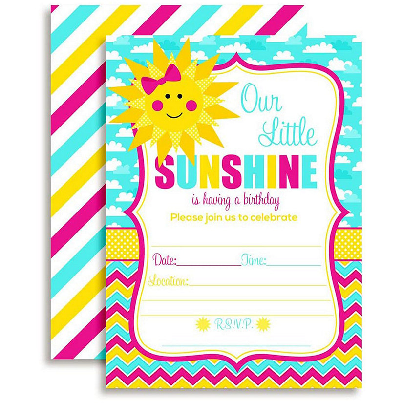 AmandaCreation Sunshine Birthday Girl Invites 40pc. Image