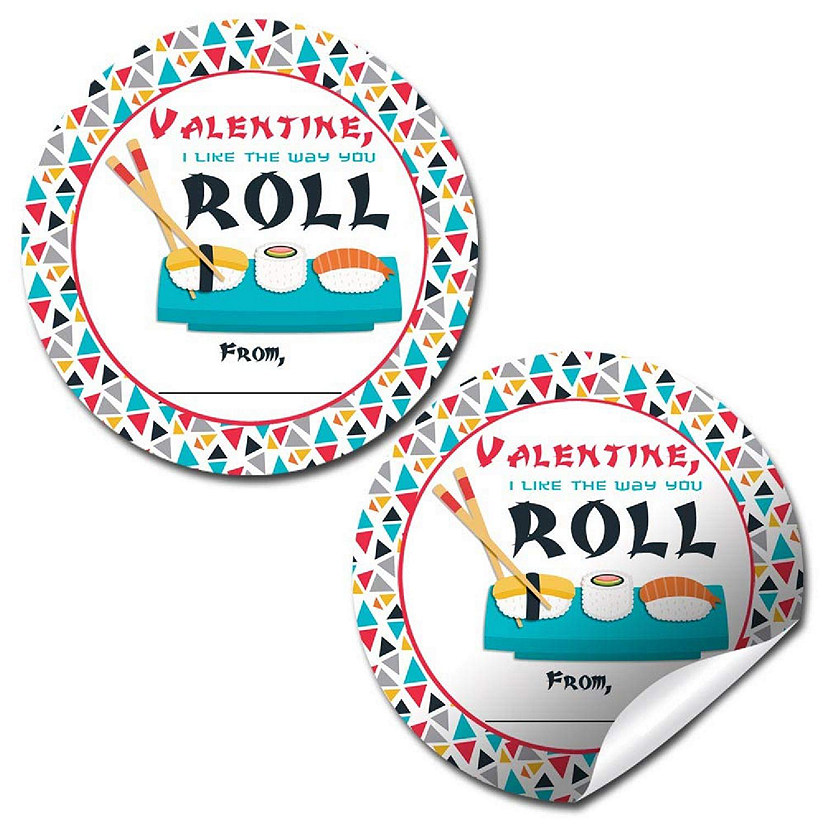 AmandaCreation Sushi Roll Valentine Envelope Seals 40pc Image