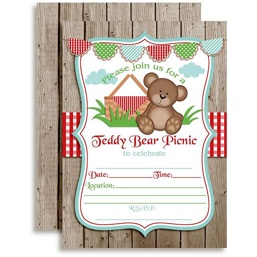 AmandaCreation Teddy Bear Picnic Invites 40pc. Image