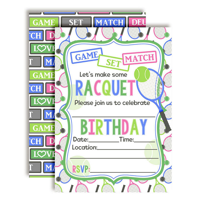 AmandaCreation Tennis Birthday Invites 40pc. Image