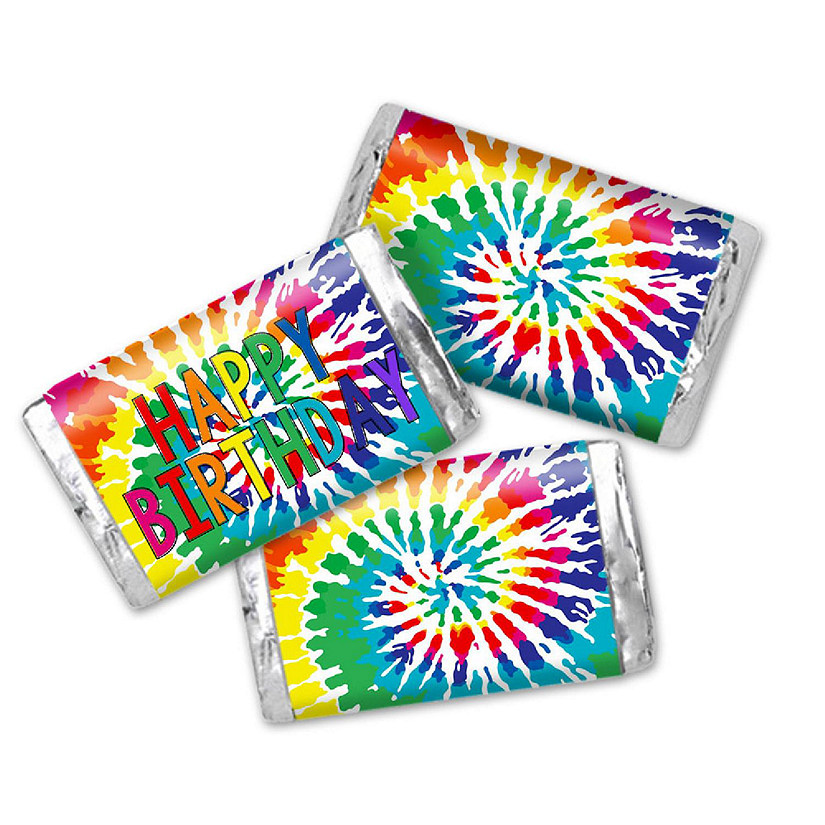 AmandaCreation Tie Dye Birthday Mini Candybar Wrappers 45pcs. Image